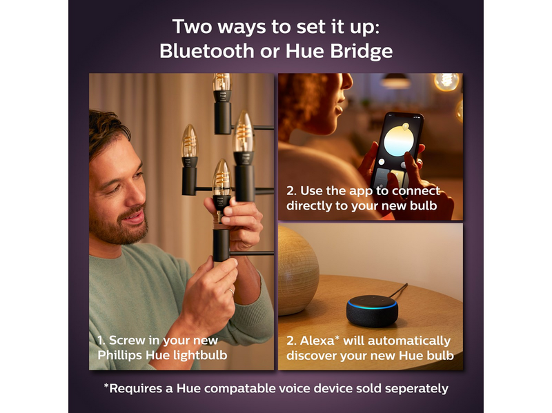 Philips Hue White Ambiance E14 Filament Candle 2-Pack