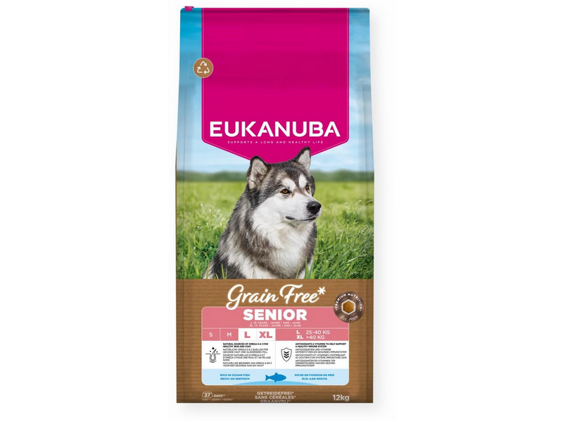 Eukanuba Grain Free Senior Large Breed Ocean Fish 12 kg
