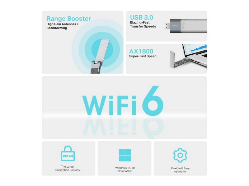 TP-Link Archer TX20UH AX1800 High Gain Wireless USB Adapter