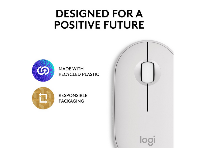 Logitech Pebble Mouse 2 M350s Wireless - Tonal White - Maus (Weiß)
