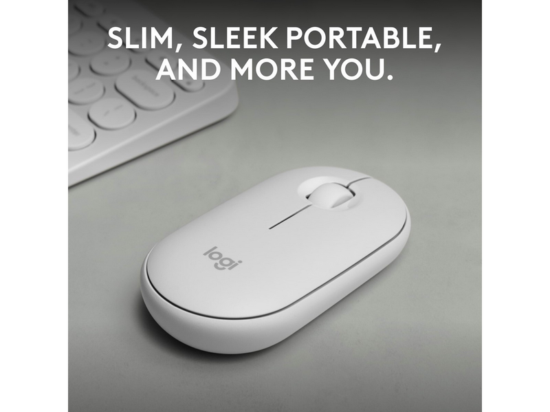 Logitech Pebble Mouse 2 M350s Wireless - Tonal White - Maus (Weiß)