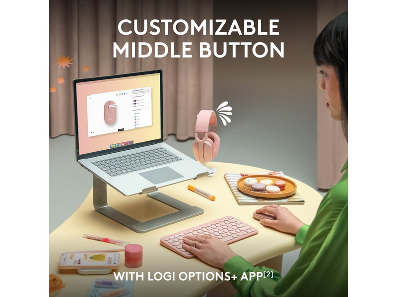 Logitech Pebble Mouse 2 M350s Wireless - Tonal White - Maus (Weiß)