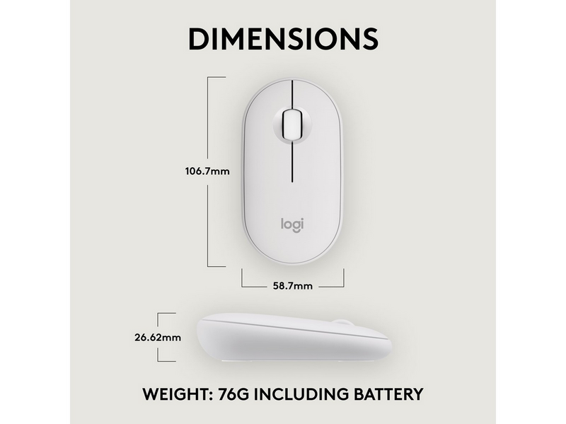 Logitech Pebble Mouse 2 M350s Wireless - Tonal White - Maus (Weiß)
