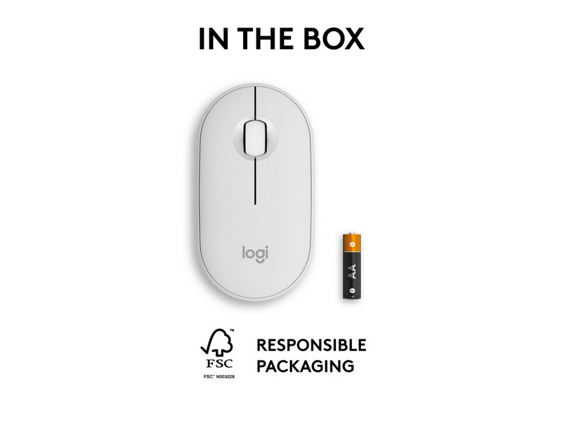 Logitech Pebble Mouse 2 M350s Wireless - Tonal White - Maus (Weiß)