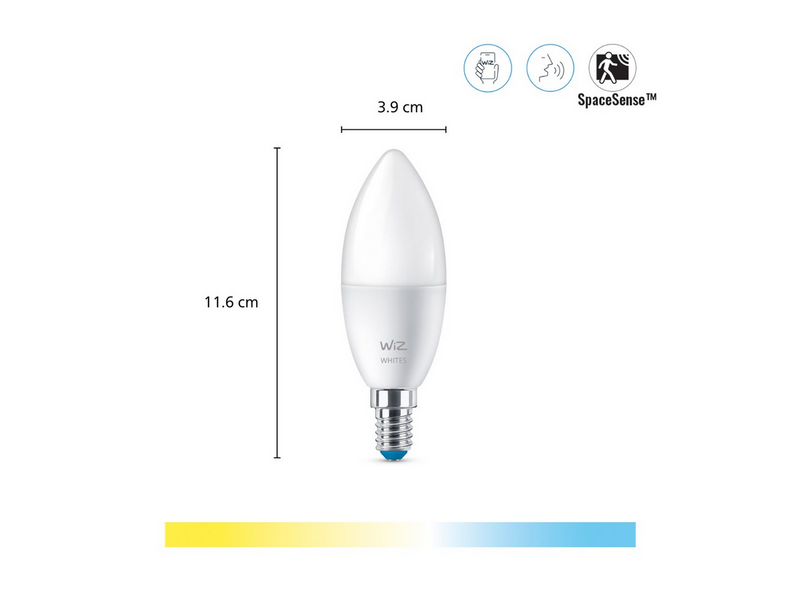WiZ C37 E14 Smart Candle Bulb 3-pack - Dimmable warm-to-cold White LED