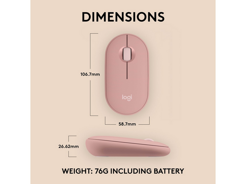 Logitech Pebble Mouse 2 M350s Wireless - Tonal Rose - Maus (Rot)