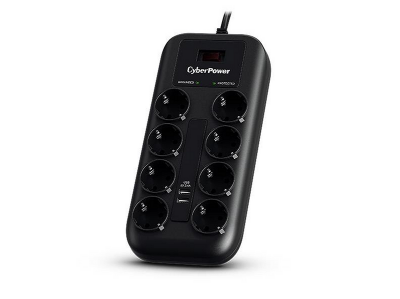 CyberPower P0820SUF0-DE - 8-Port Surge Protection (with 2x USB-A Ports)