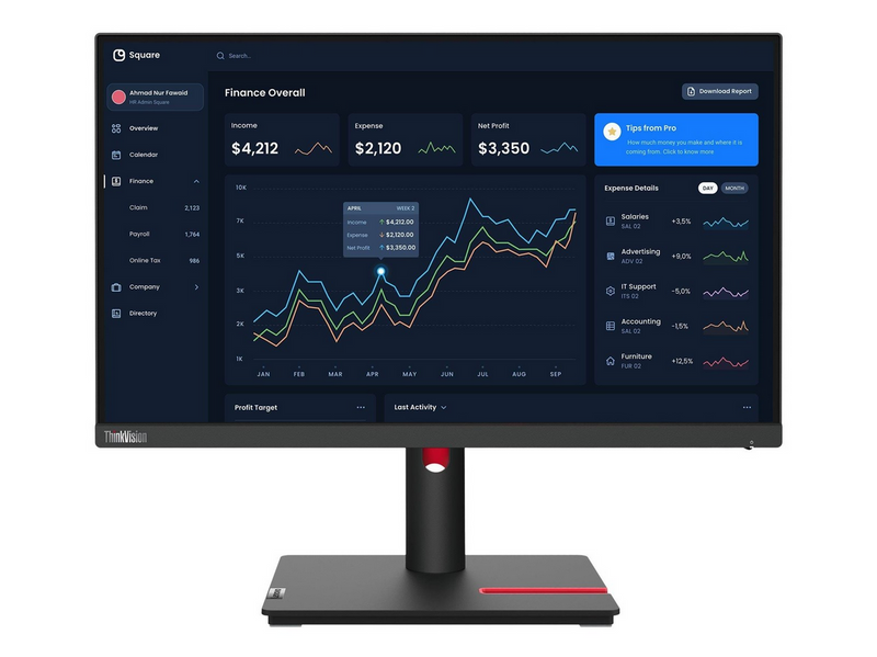 21" Lenovo ThinkVision T22i-30 - 1920x1080 (FHD) - 60Hz - IPS