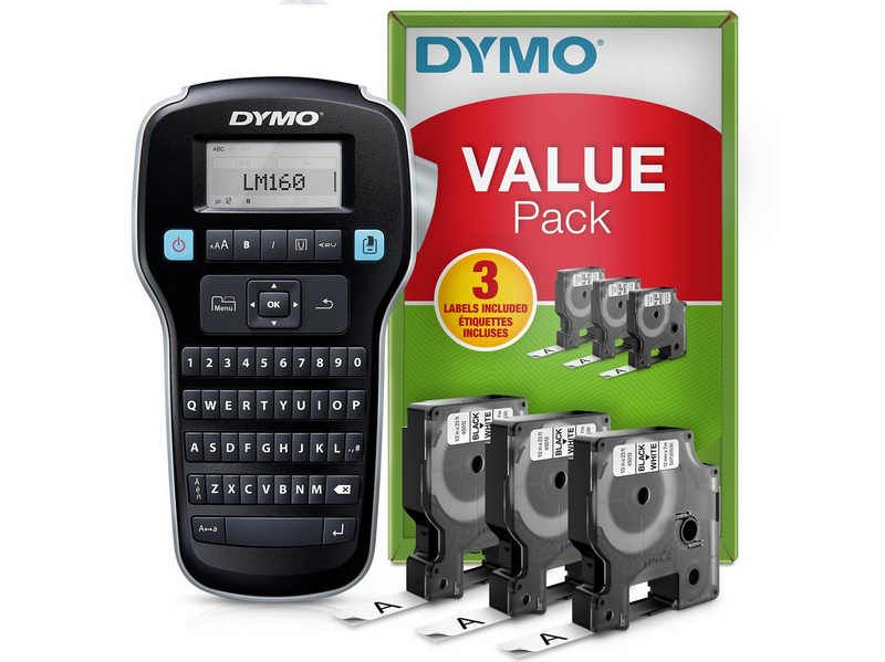 DYMO LabelManager 160 Etikettendrucker-Starterkit | mit 3 Rollen Dymo D1 Label