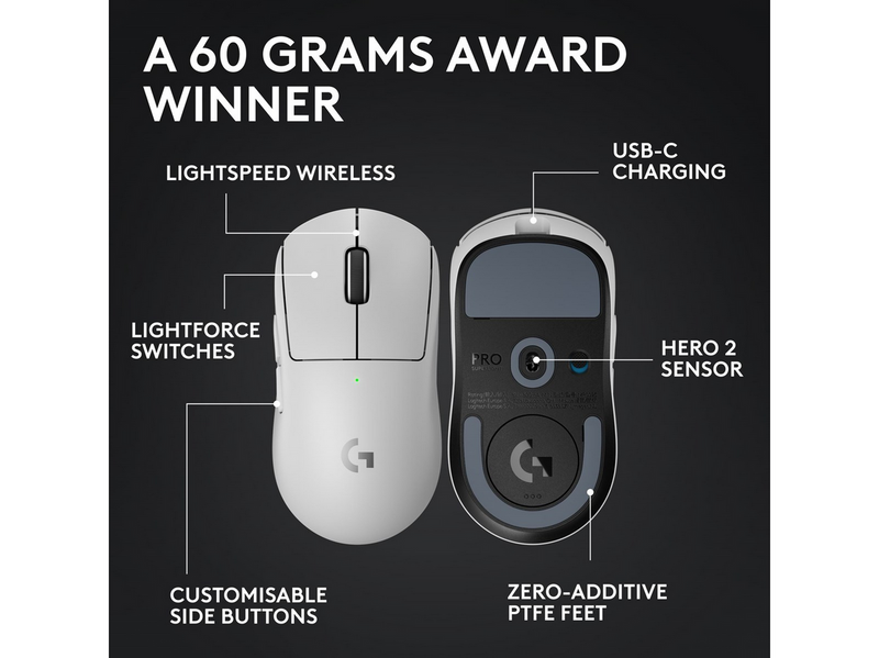 Logitech G PRO X SUPERLIGHT 2 - Gaming Maus (Weiß)
