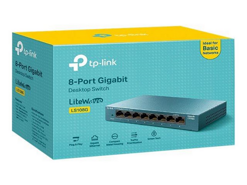 TP-Link LiteWave LS108G 8-Port 10/100/1000Mbps Desktop Network Switch