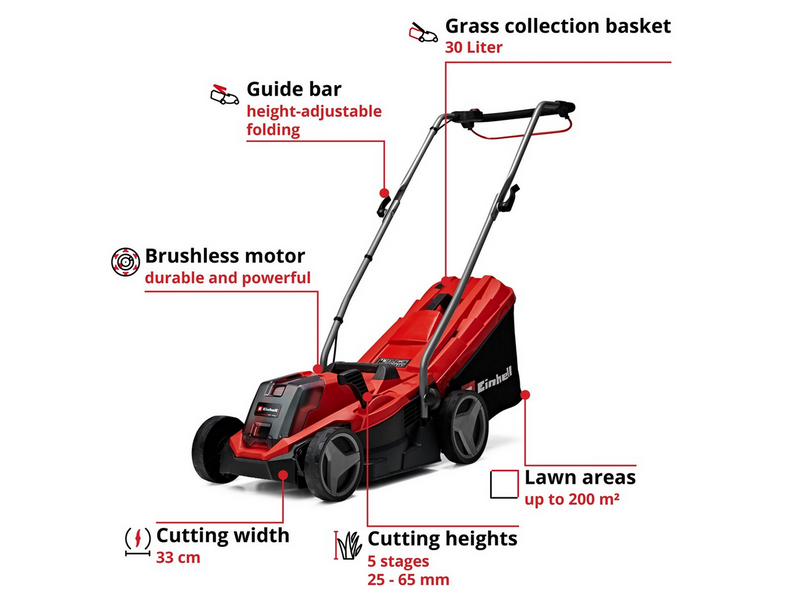 Einhell Akku-Rasenmäher Cordless Lawn Mower GE-CM 18/33 Li (1x4.0Ah)
