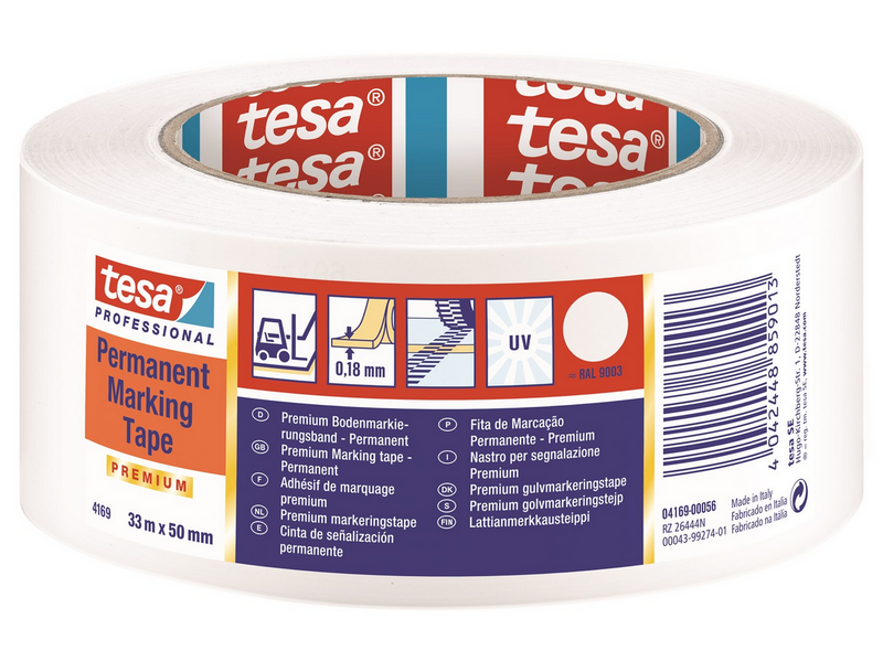 tesa Floor Marking Tape Premium indoor and outdoor 33m x 50 mm White