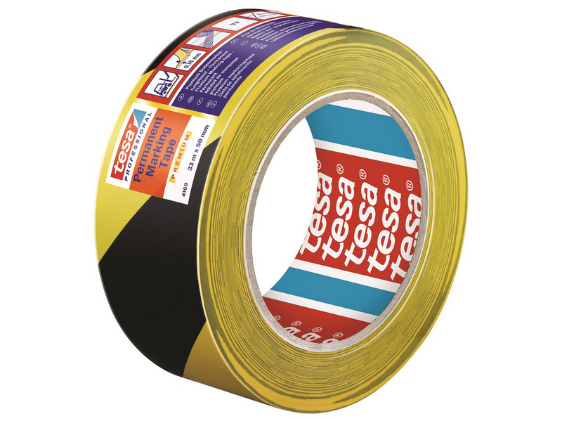 tesa Floor Marking Tape Premium indoor and outdoor 33m x 50 mm Yellow-Black