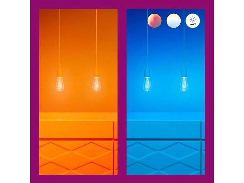 WiZ ST64 E27 Clear Smart Filament Bulb - RGB/16 Million colors + Dimmable White