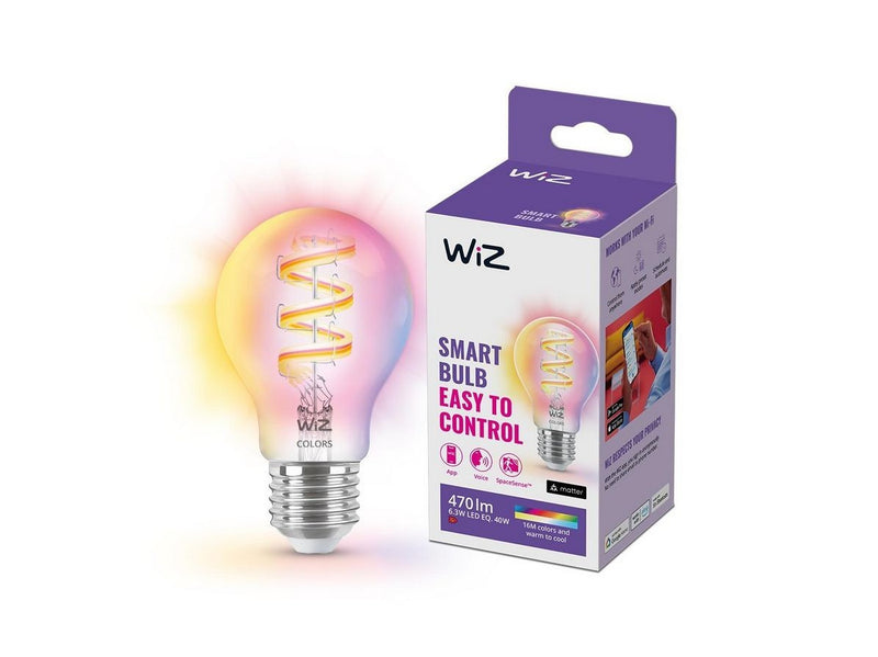 WiZ Color A60 E27 Smart Filament Bulb - RGB/16 Million colors + Dimmable White