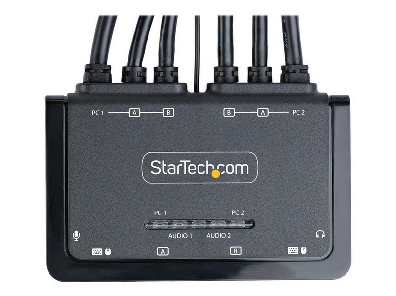 StarTech.com 2-Port Dual-Monitor DisplayPort Cable KVM Switch 4K 60Hz Compact