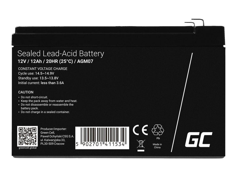 Green Cell AGM07 AGM 12V/12Ah Gel Deep Cycle