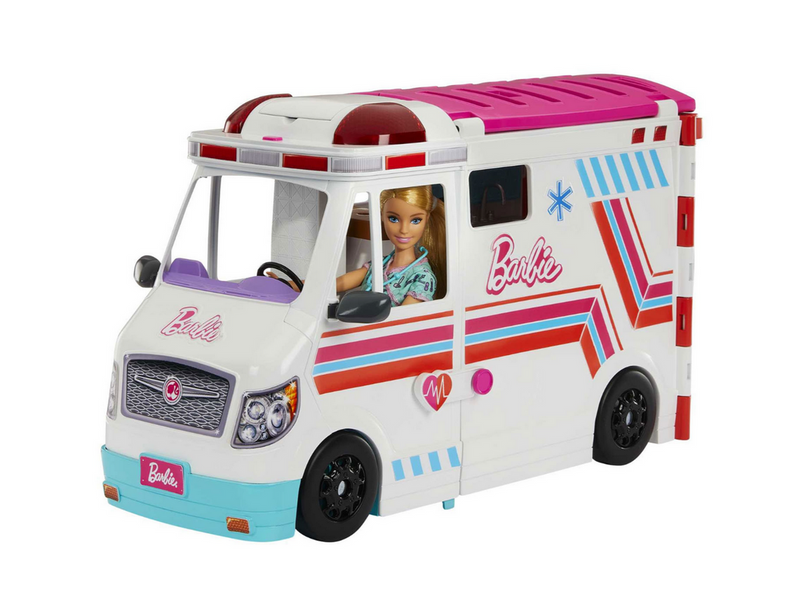 Barbie Emergency Vehicle Transforming Ambulance and Care Clinic with 20+ Pieces