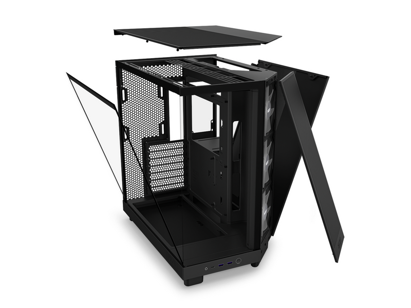 NZXT H6 Flow Compact Dual Chamber with RGB - Matte Black - Gehäuse - Miditower