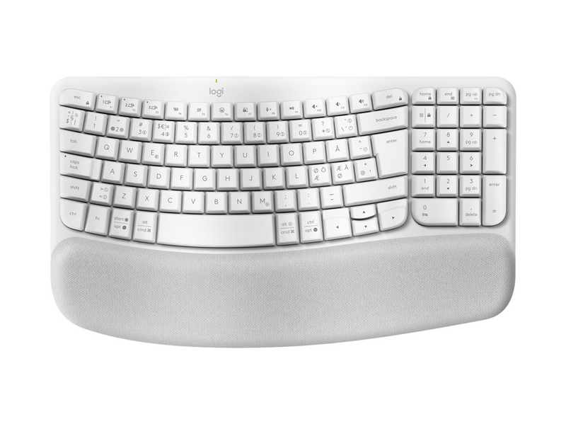 Logitech Wave Keys - Off-White - ND - Ergonomische Tastatur - Nordic ISO - Weiss