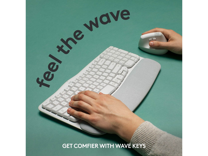 Logitech Wave Keys - Off-White - ND - Ergonomische Tastatur - Nordic ISO - Weiss