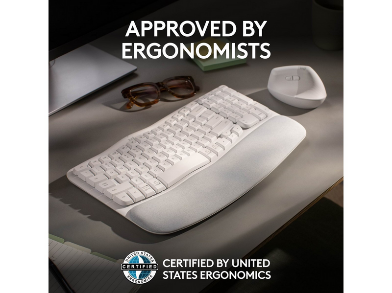 Logitech Wave Keys - Off-White - ND - Ergonomische Tastatur - Nordic ISO - Weiss