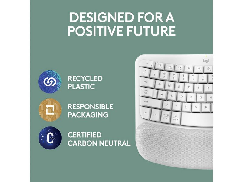 Logitech Wave Keys - Off-White - ND - Ergonomische Tastatur - Nordic ISO - Weiss