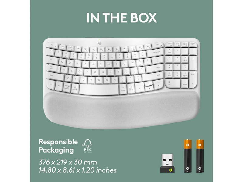 Logitech Wave Keys - Off-White - ND - Ergonomische Tastatur - Nordic ISO - Weiss