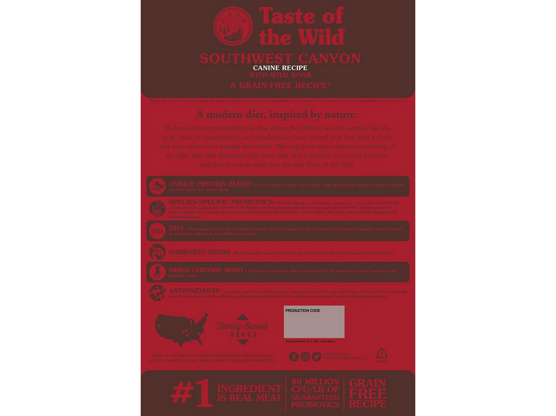 Taste of the Wild Southwest Canyon Canine Recipe Wild Boar 12.2kg