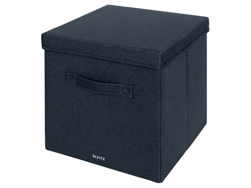 Leitz Aufbewahrungsbox aus Stoff mit Deckel groß, Samtgrau, 2er-Pack