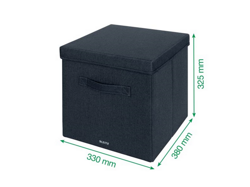 Leitz Aufbewahrungsbox aus Stoff mit Deckel groß, Samtgrau, 2er-Pack