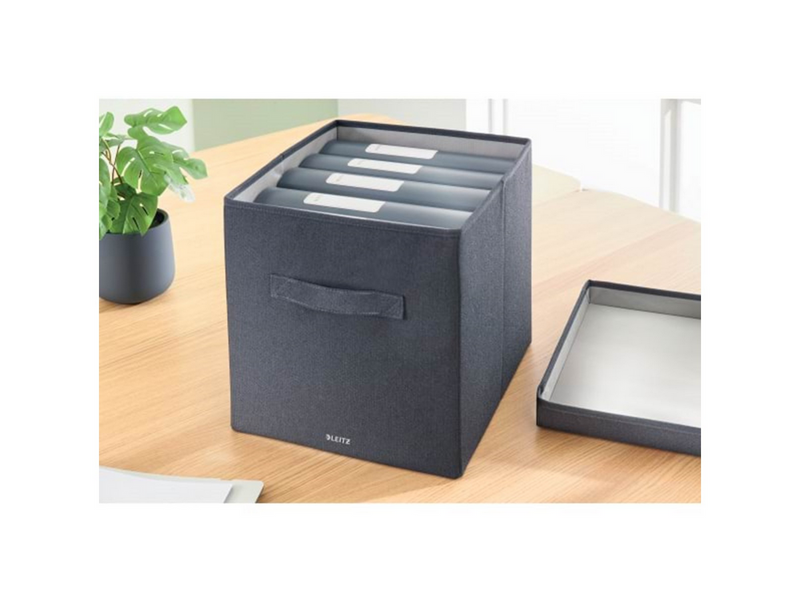 Leitz Aufbewahrungsbox aus Stoff mit Deckel groß, Samtgrau, 2er-Pack