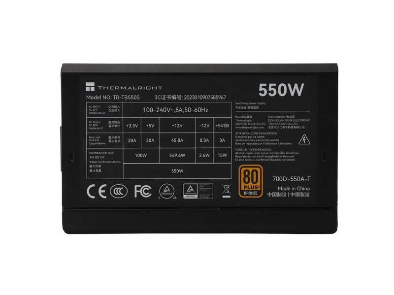 Thermalright TB S - Netzteile - 550 Watt - 140 mm - ATX 3.0 - 80 Plus Bronze