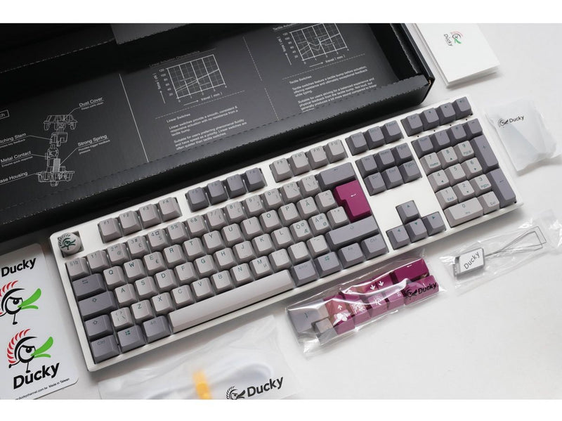 Ducky One 3 - Mist Grey - Fullsize - Cherry Blue - RGB - Gaming Tastatur -