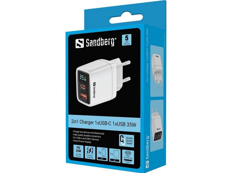 Sandberg 35w Charger 1xUSB-C 1xUSB 35W