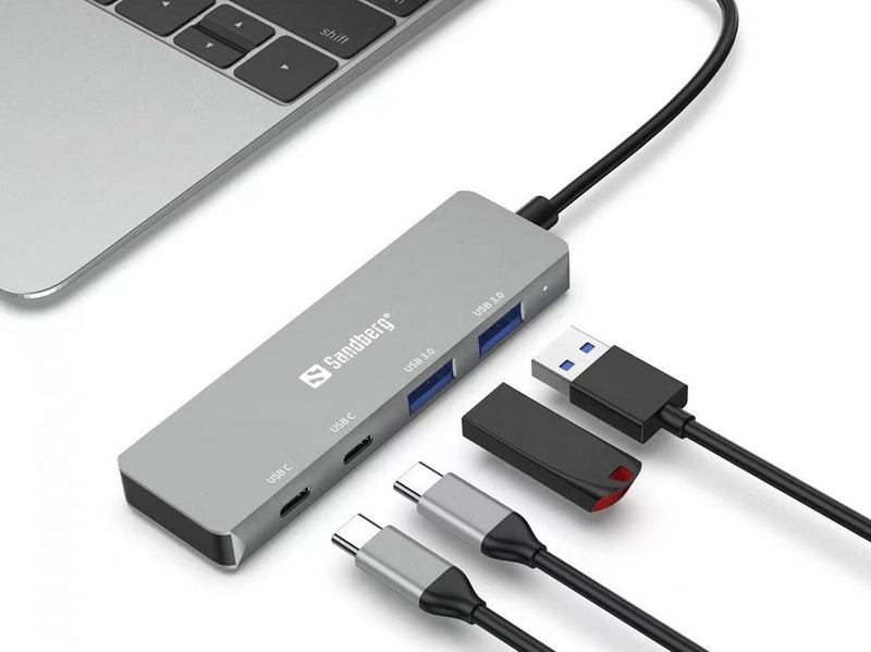 Sandberg 4-port USB Hub USB-Hubs - USB 3.0 - 4 - Grau