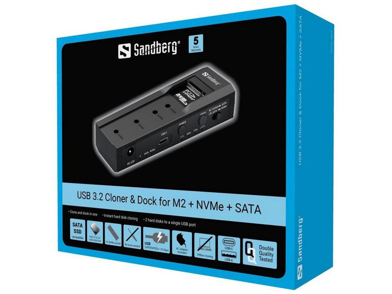 Sandberg USB 3.2 Cloner and Dock for M2 + NVMe + SATA