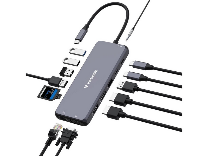 Verbatim CMH-14 14-Port USB-C Pro Multiport Hub USB-Hubs - USB 3.1 - 14 - Grau