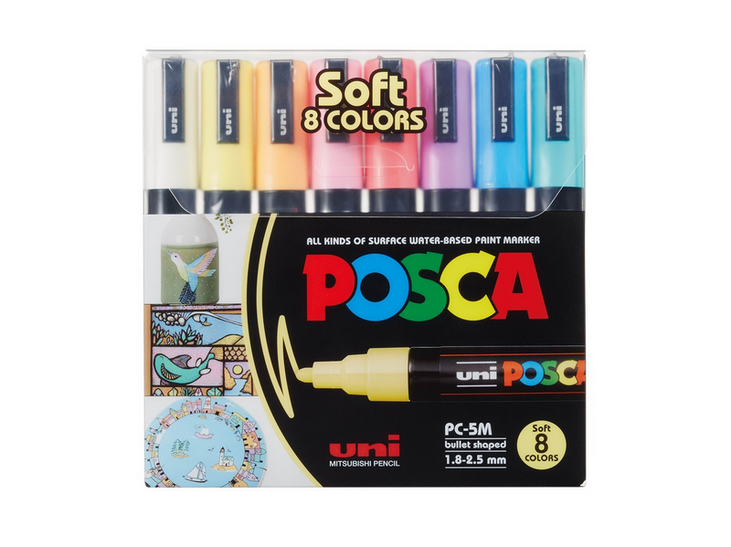 POSCA marker sæt Soft Colors PC-5M 8 ass.