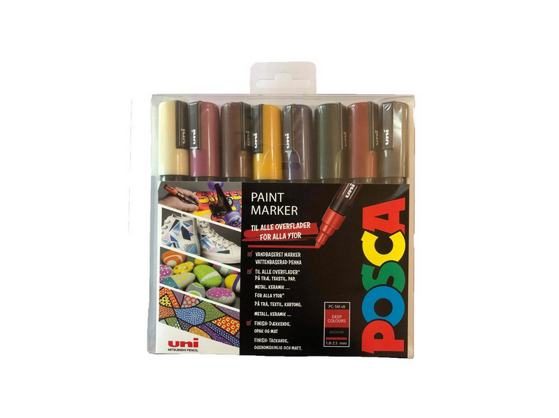 POSCA marker sæt PC-5M 8 ass. DEEP colors