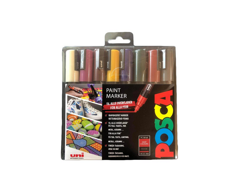 POSCA marker sæt PC-5M 8 ass. DEEP colors