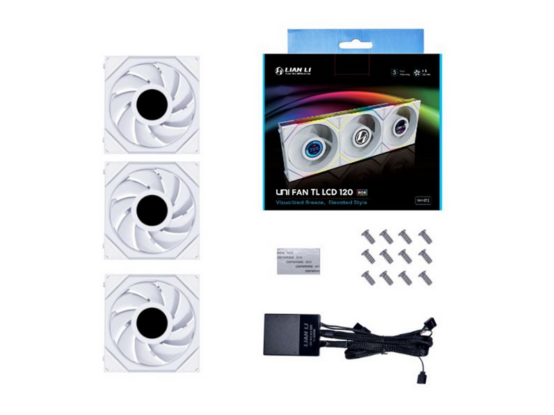 Lian Li UNI FAN TL LCD 120 (3-pack) - Gehäuselüfter - 120mm - Weiß mit