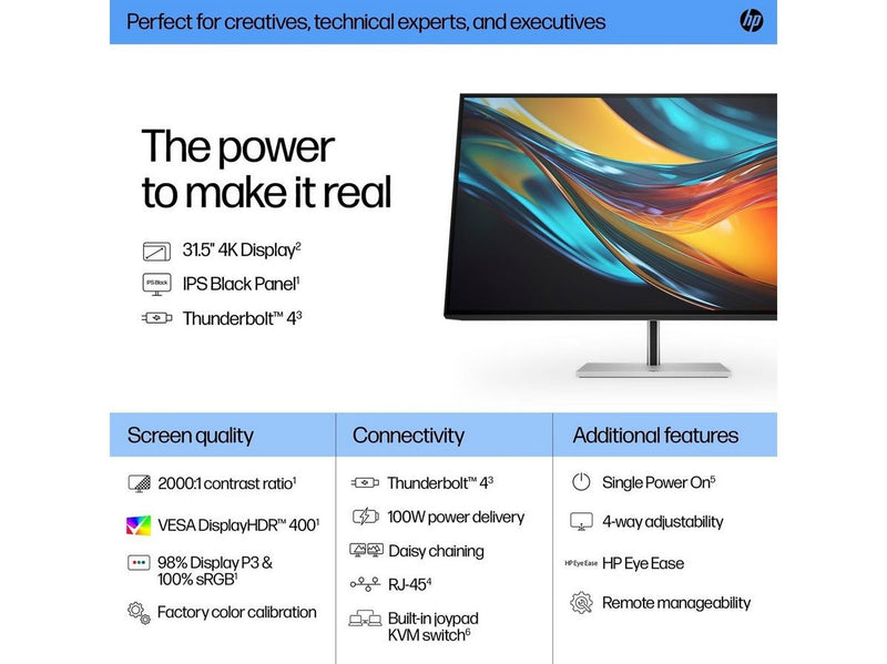 32" HP Series 7 Pro 732pk - 3840x2160 (4K) - 60Hz - IPS - 100W USB-C - KVM
