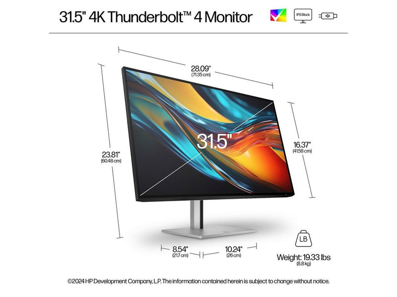 32" HP Series 7 Pro 732pk - 3840x2160 (4K) - 60Hz - IPS - 100W USB-C - KVM