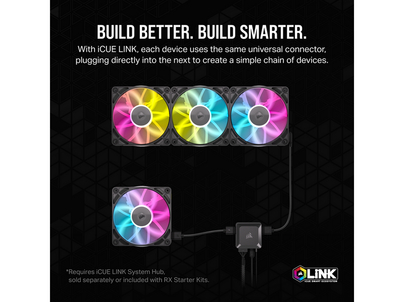 Corsair iCUE LINK RX120 RGB - Gehäuselüfter - 120mm - Schwarz mit RGB LED - 36