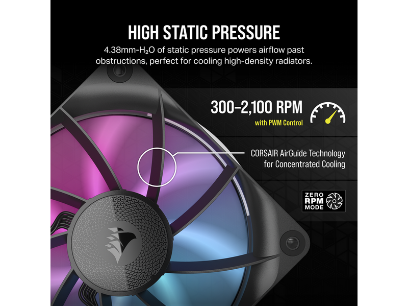 Corsair iCUE LINK RX120 RGB - Gehäuselüfter - 120mm - Schwarz mit RGB LED - 36