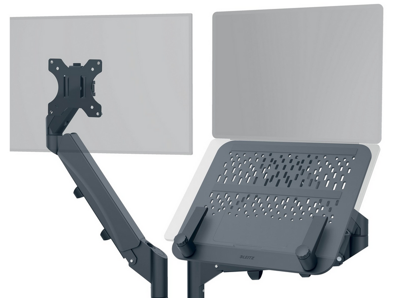 Leitz Ergo Platzsparender Dual Monitorarm mit Laptophalterung