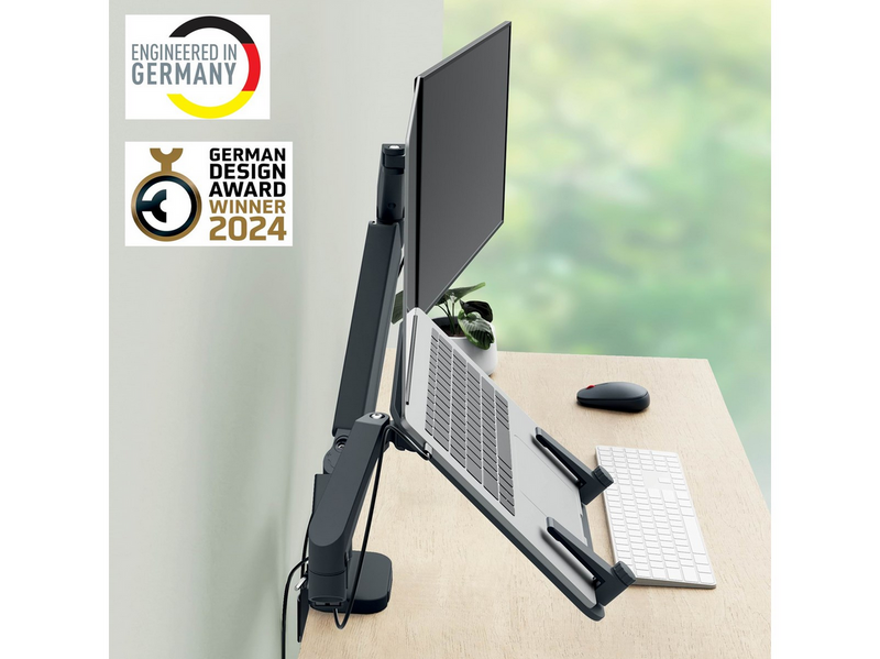 Leitz Ergo Platzsparender Dual Monitorarm mit Laptophalterung