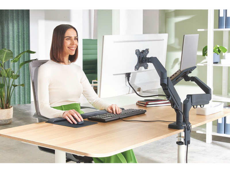 Leitz Ergo Platzsparender Dual Monitorarm mit Laptophalterung